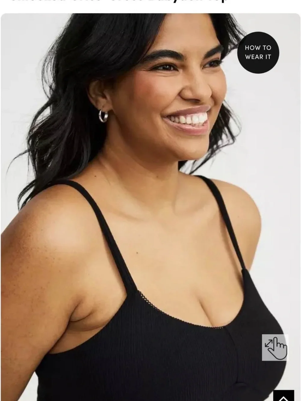 torrid NWT Deep Black Ribbed Babydoll Smocked Criss cross back tank - Picture 5 of 8